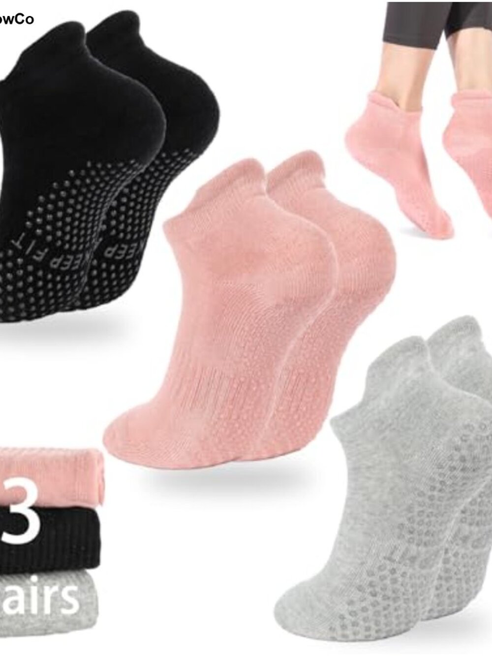 Pilates Socks with Grips for Women Non Slip Yoga Barre Sticky Grippy Socks